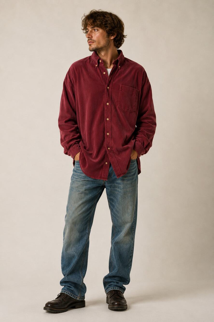 Vtg L.L. Bean Corduroy Button Front Shirt Mens Size XL Tall Gorpcore Preppy Barn